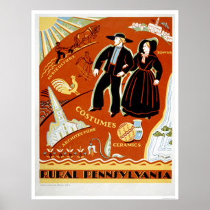 Affiches Tradition du costume Amish 1938 WPA