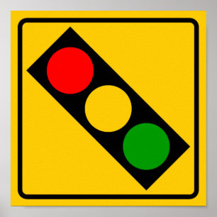 Affiches Traffic Light Ahead Highway Sign