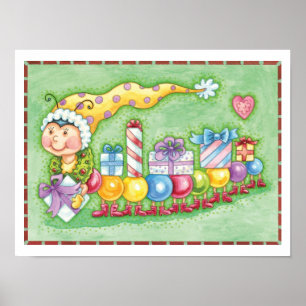Affiches Train à chenille de Noël avec présentoirs