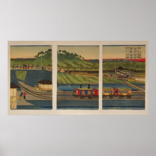 Affiches Train à vapeur à Takanawa, Tokyo