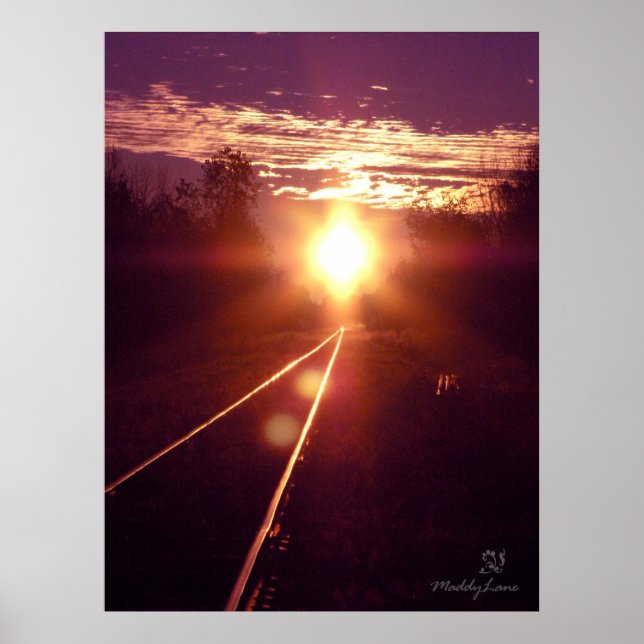 Affiches Train de pensées Coucher du soleil par Miyspirit (Devant)