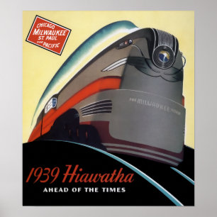 AFFICHES TRAIN HIAWATHA STREAMLINED 1939