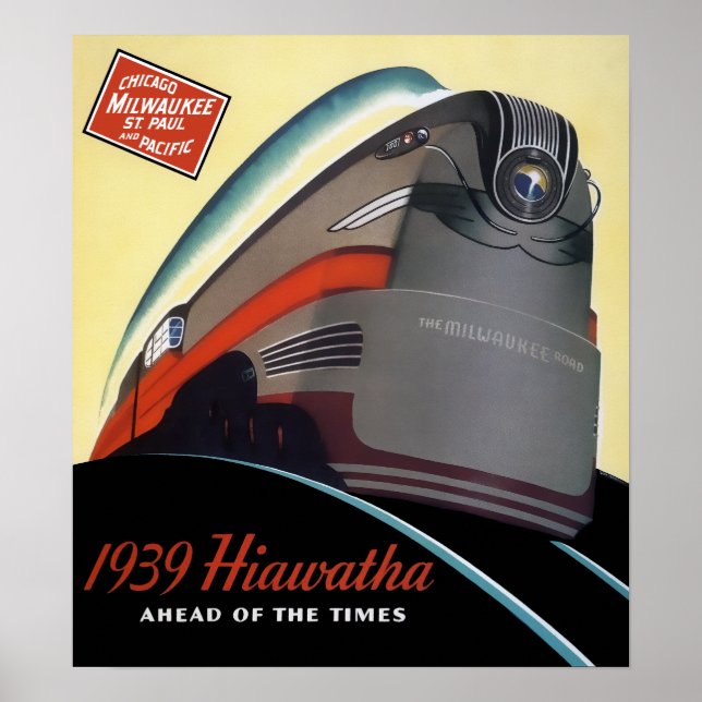 AFFICHES TRAIN HIAWATHA STREAMLINED 1939 (Devant)