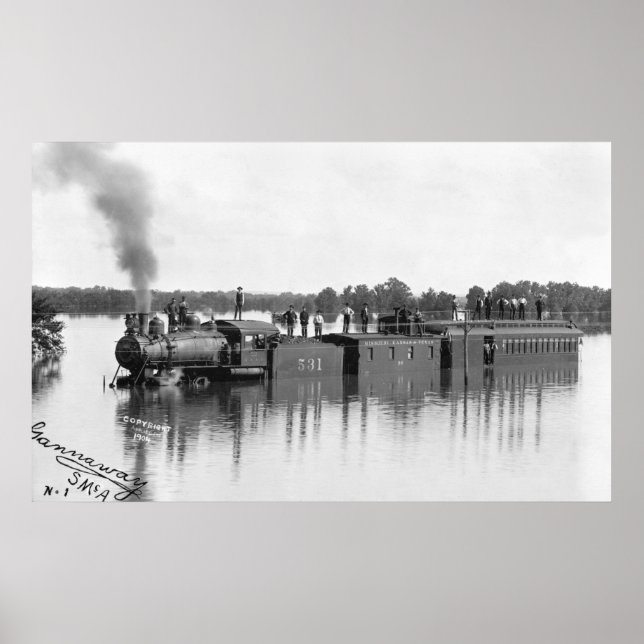 Affiches Train inondé, 1904 (Devant)