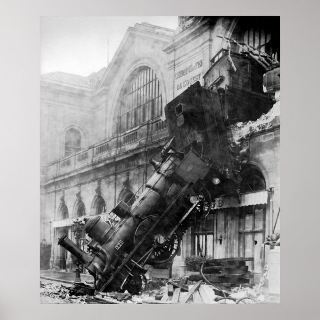 Affiches Train Wreck à la gare Montparnasse à Paris 1895 (Devant)