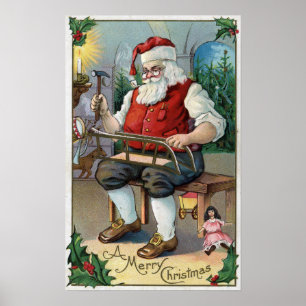 Affiches Traîneau de bâtiment de GreetingSanta de Noël