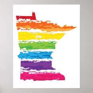 Affiches trait arc-en-ciel du minnesota