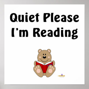 Affiches Tranquillité mignonne de lecture d'ours Brown svp