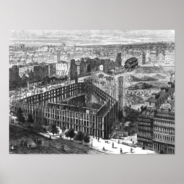 Affiches Transformation de Paris : Bâtiment en 1861 (Devant)
