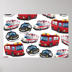 Affiches Transport des services de police, d'ambulance et d