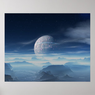 Affiches Tranus Alien Planet avec art numérique satellite