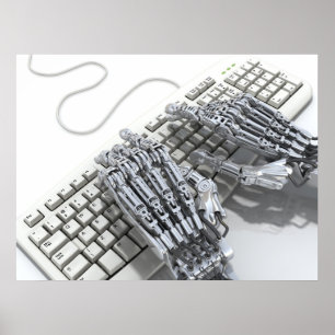 Affiches Travail de robot sur l'ordinateur