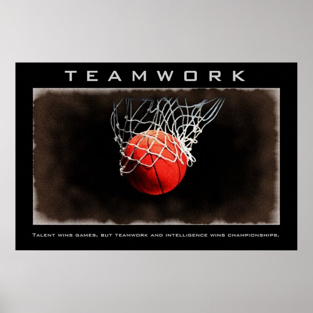 Affiches Travail d'équipe Basketball Motivation (Devant)