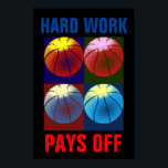 Affiches Travail dur Paie Du Basket-Ball Motivation Pop Art<br><div class="desc">Un rêve ne devient pas réalité par la magie ; il faut de la sueur,  de la détermination et du travail - Motivational cite des affiches d'art et des gravures</div>