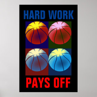Affiches Travail dur Paie Du Basket-Ball Motivation Pop Art