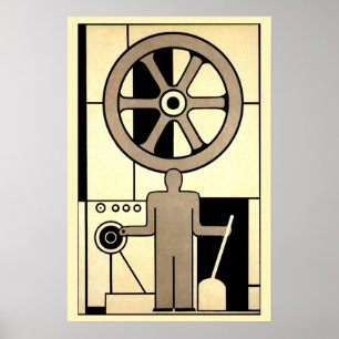 Affiches Travailleur de roue et de machine d'affaires Art D