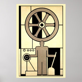 Affiches Travailleur de roue et de machine d'affaires Art D