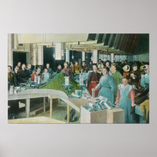 Affiches Travailleurs emballant les raisins secs semés au