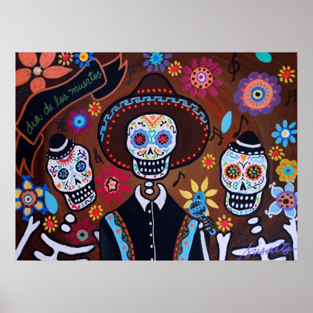 AFFICHES TRES MARIACHIS JOUR DES POSTES MORTS (Devant)