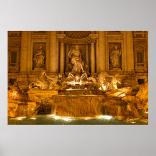 Affiches Trevi Fountain at Night (HDR)