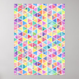 Affiches Triangles d'aquarelle multicolore