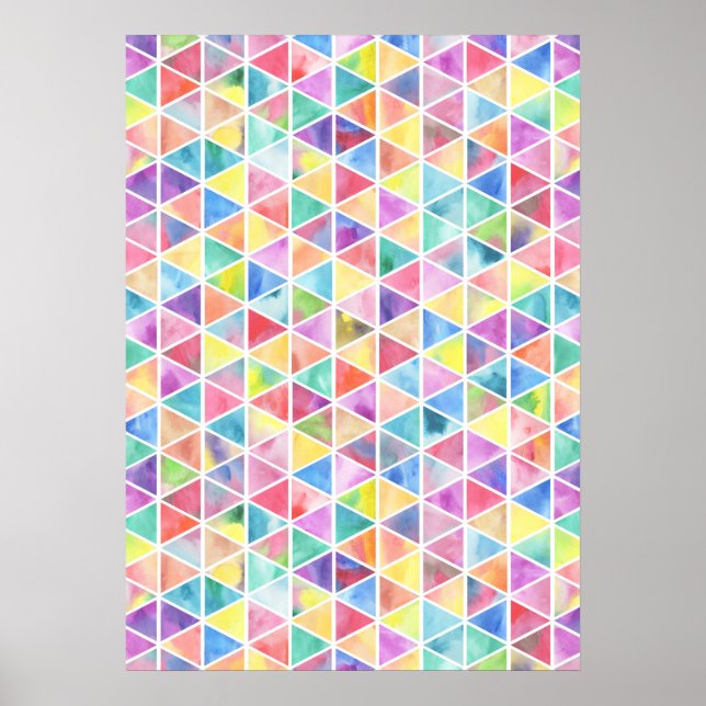 Affiches Triangles d'aquarelle multicolore (Devant)
