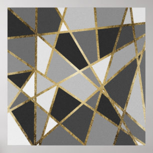 Affiches Triangles d'or Geo moderne noir et gris