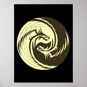 Affiches Tribal Dragons Yin Yang (Customize it!)