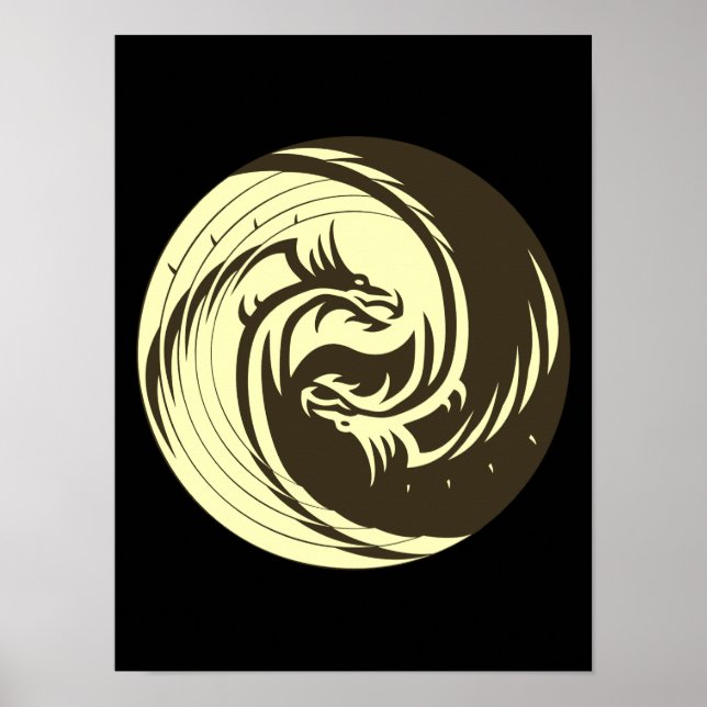 Affiches Tribal Dragons Yin Yang (Customize it!) (Devant)