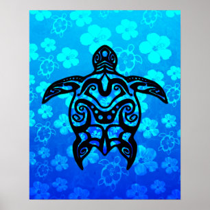 Affiches Tribal Turtle Hibiscus