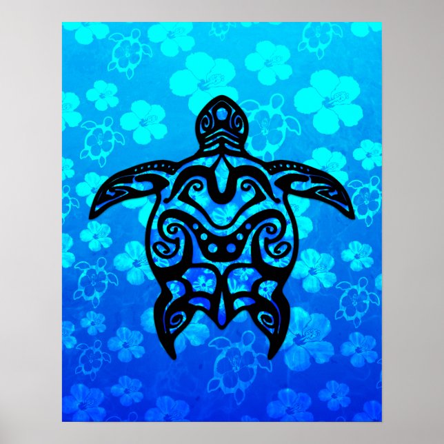 Affiches Tribal Turtle Hibiscus (Devant)