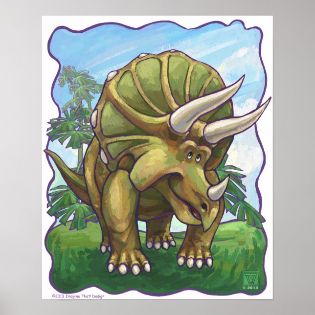 Affiches Triceratops de Cute Cadeaux d'Art & Accessoires (Devant)