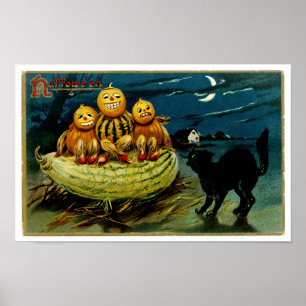 Affiches Trio Citrouille Halloween Jack-o-Lantern