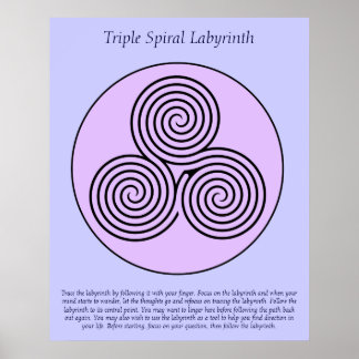 Affiches Triple Labyrinthe de Doigt Spiral.