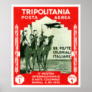 Affiches Tripolitania 1934 1 Lires de timbre