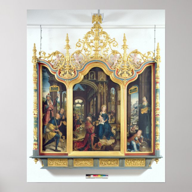 Affiches Triptyque de l'Adoration du Christ Infant (Devant)