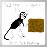 Triste singe en bas de l'affiche de sa chance