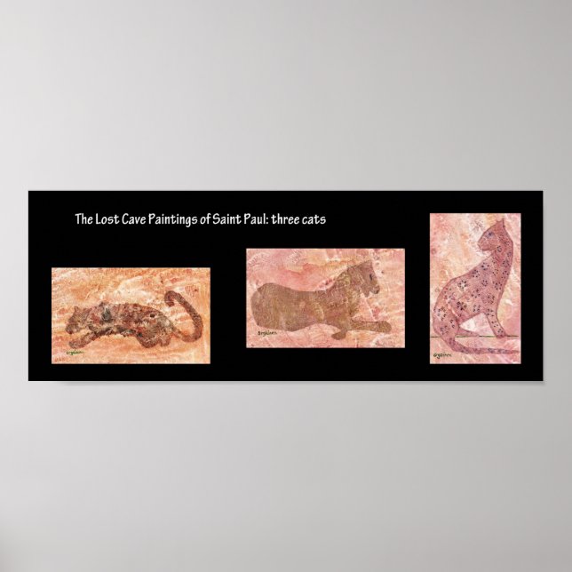 Affiches Trois chats de grottes : Peintures de grottes perd (Devant)