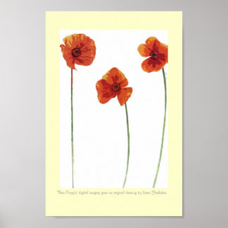Affiches Trois coquelicots