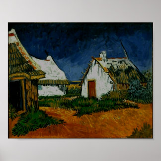 Affiches Trois Cottages Blancs Saintes-Maries Van Gogh Fine