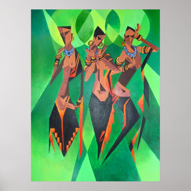 Affiches Trois Femmes Noires Traditionnelles Ethniques Dans (Devant)