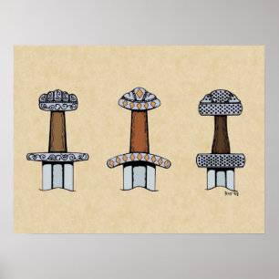 Affiches Trois Hillets d'épée viking