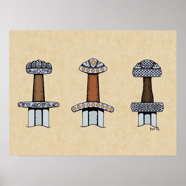 Affiches Trois Hillets d'épée viking (Devant)