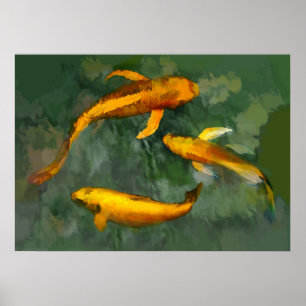 Affiches Trois Kois dans une fontaine