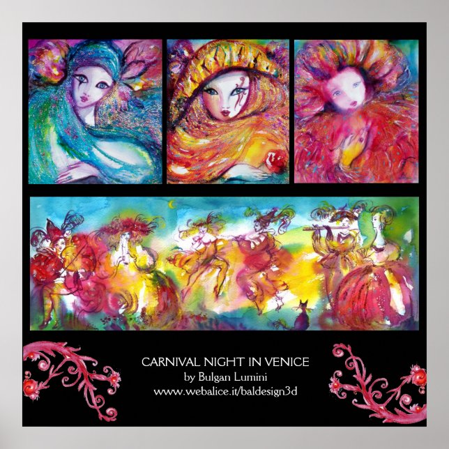 AFFICHES TROIS MASQUES ET NUIT CARNAVALE À VENISE (Devant)