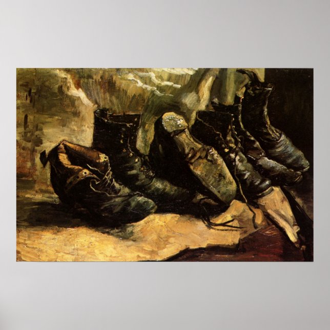 Affiches Trois paires de chaussures par Vincent van Gogh (Devant)