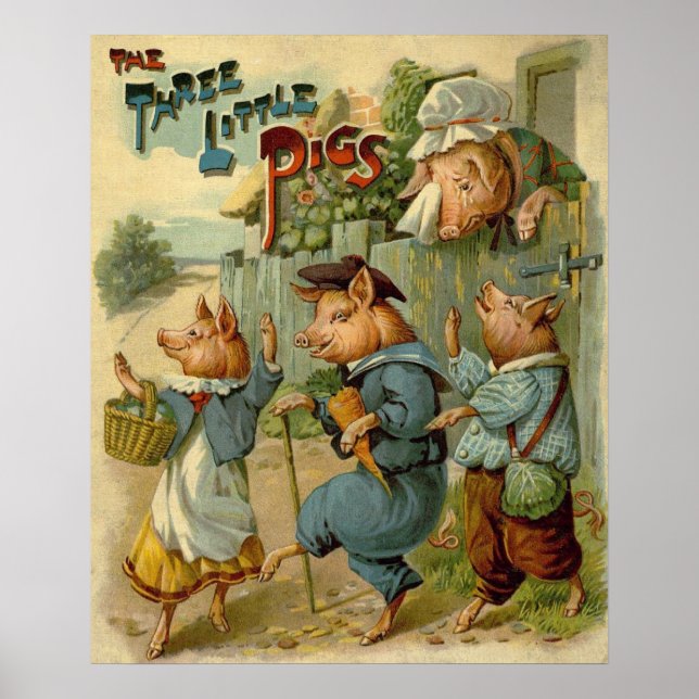 Affiches Trois Petits Chiens Vintage Fairy Tale (Devant)