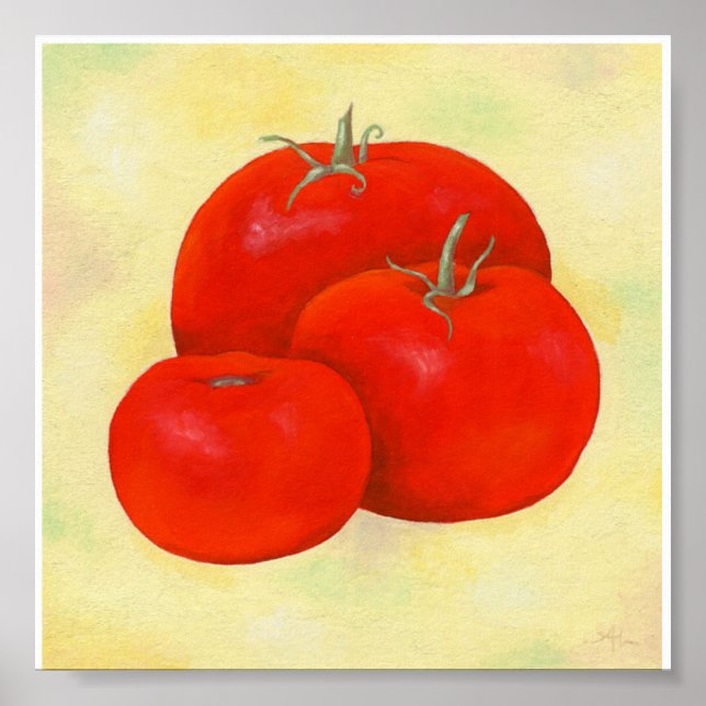 Affiches Trois tomates Peinture imprimé (Devant)
