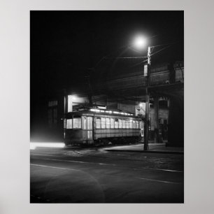 Affiches Trolley la nuit, 1943. Photo ancienne