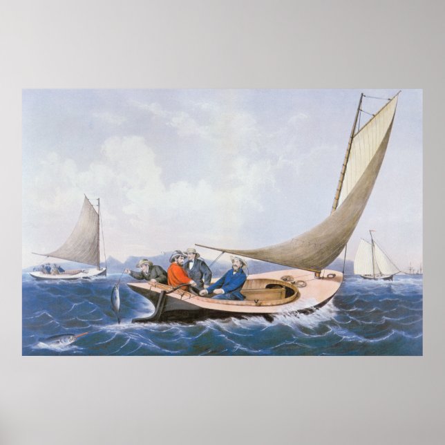 Affiches Trolling pour le poisson bleu au large de la côte  (Devant)